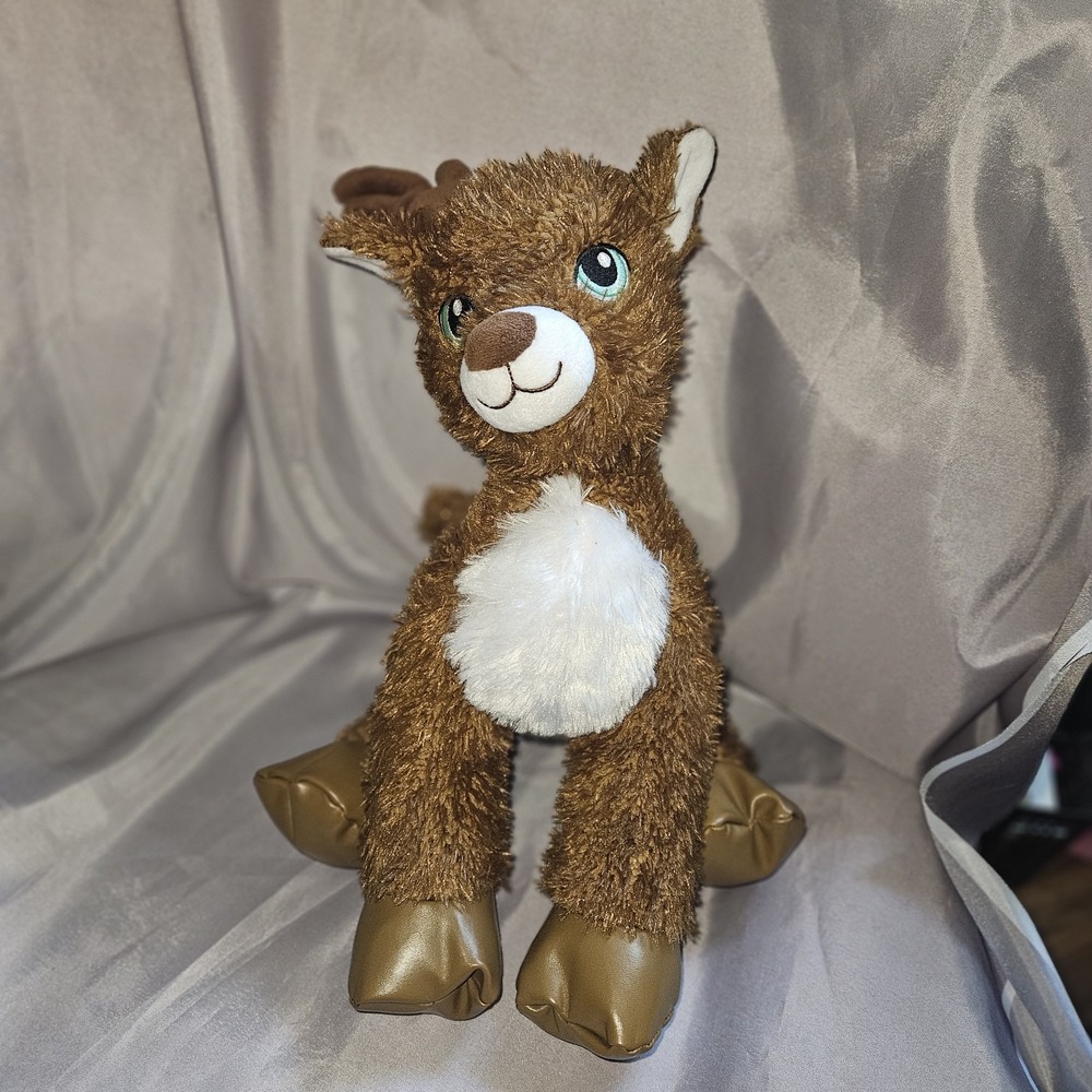 Build-A-Bear Dasher Reindeer Plush Green Eyes Faux Leather Hooves